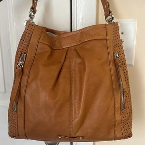 B. Makowsky Tan Leather Shoulder Bag